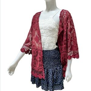 Indigo Thread Women Lace Cardigan Purple Red Romantic Whimsygoth Size 1X‎ NWOT